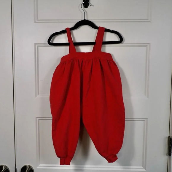 Vintage Red 100%‎ Cotton Overalls with Snap closure 18 Months - Picture 5 of 6